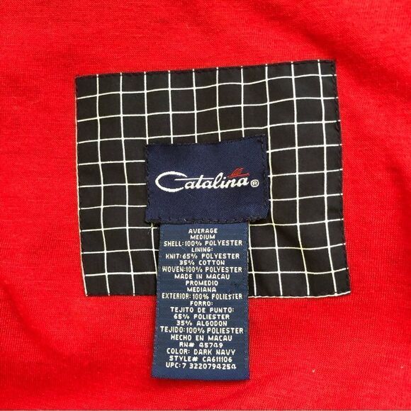 Catalina Navy & White Window Pane Check Full Zip Jacket Size Medium - Picture 6 of 10